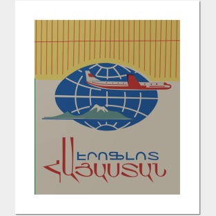 Aeroflot Ad with Ararat in Armenian Posters and Art